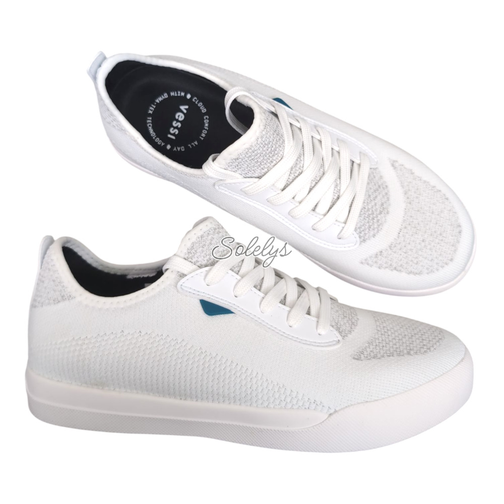 Vessi White Knit Athletic Shoes